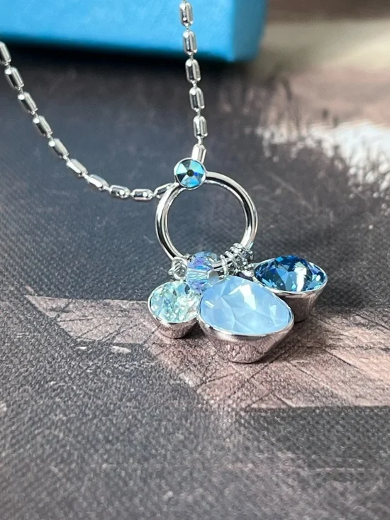 Swarovski Silver Necklace with Light Teardrop and Blue Accents Charmed Existence - Picture 8 of 10